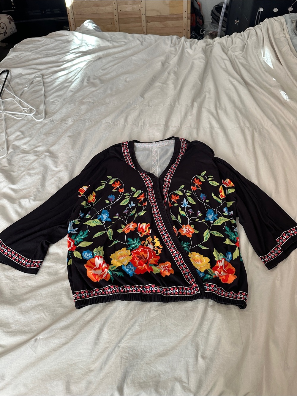 Black and floral blouse